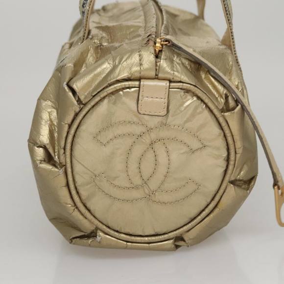 CHANEL Hand Bag Coated Canvas Gold Tone CC Auth 107865 - Picture 7 of 16